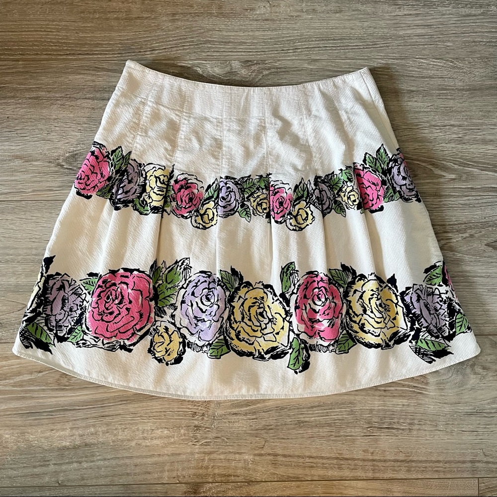 Ann Taylor Loft Skirt Floral Pleated Lined Knee Length Size 6